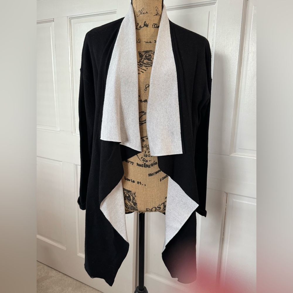 BCBGMaxAzria Black and White Waterfall Cardigan